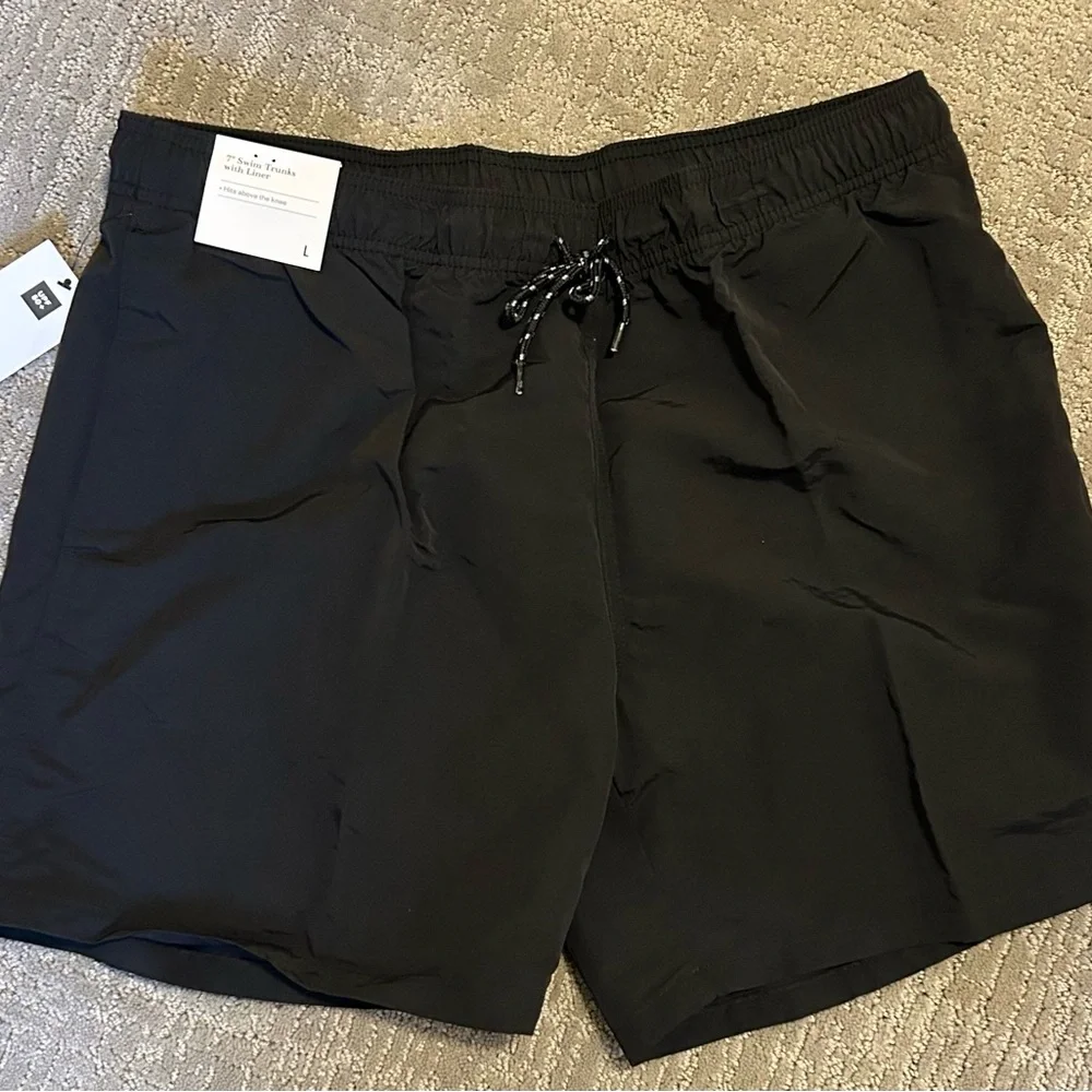 Men's 7'' Swim Trunks - Goodfellow & Co™ Black‎ nwt